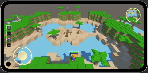 Isla voxel de Dementes vista desde arriba, en un móvil